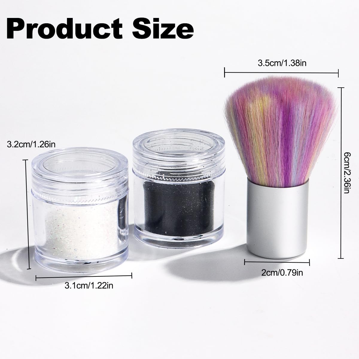 White Black Nail Sugar Glitter Powder Shining Sugar Coating Effect Holographic Nail Dipping Powder Loose Glitter Nails Decorations with Brush Nail Salon Supplies