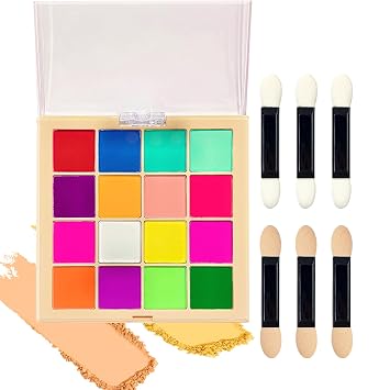 RoseFlower Nail Art Palette, 16 Colors Pigment Powder for Nails, Colorful Luminous Ombre Nail Pigment Powder, Nail Glitter Powder for Nail Art, Nail Palette Nail Powder Makeup Set C