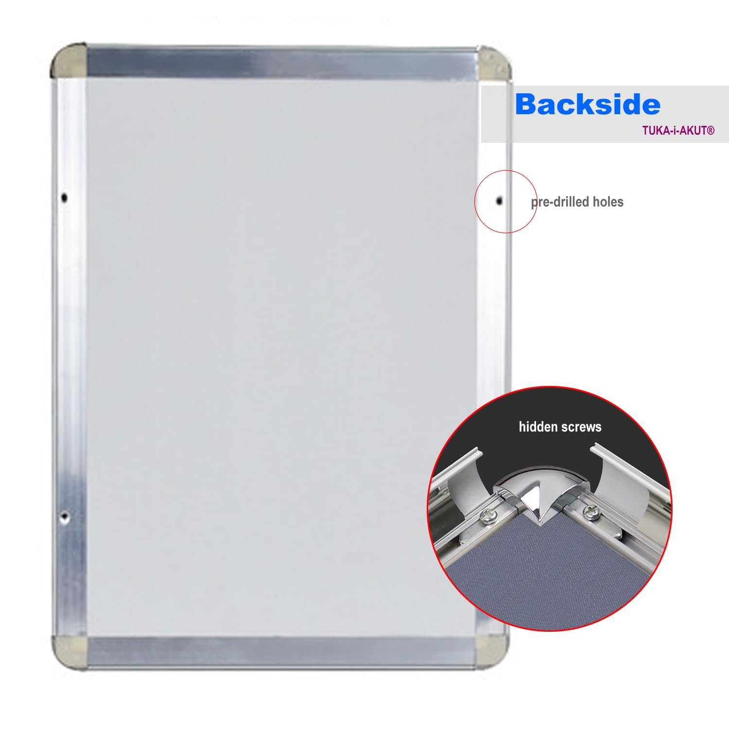 TUKA-i-AKUT 10x A4 Marcos Plegables de Aluminio, Marco para Carteles Póster Fotos con Aluminio Perfil 25 mm, Esquina Redondeada y Material de Fijación, Marco Intercambiable Color Plata TKD8421-A4-10X