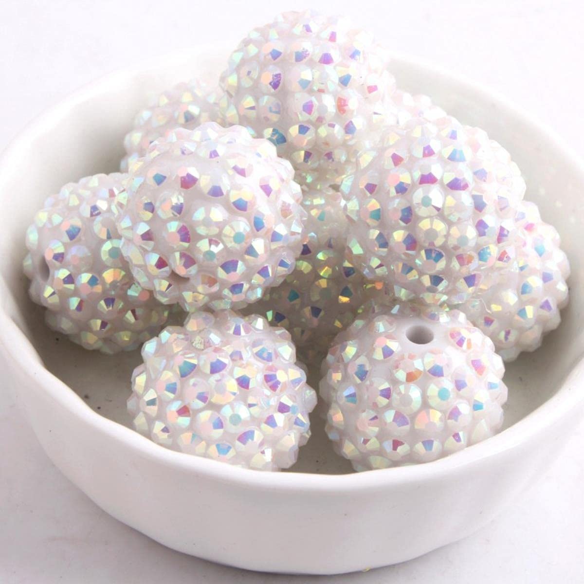 Boule de perles de strass en résine épaisse faite à la main 12mm 20mm 22mm pour enfants filles fabrication de bijoux-or, 20mm 100 pièces par sac