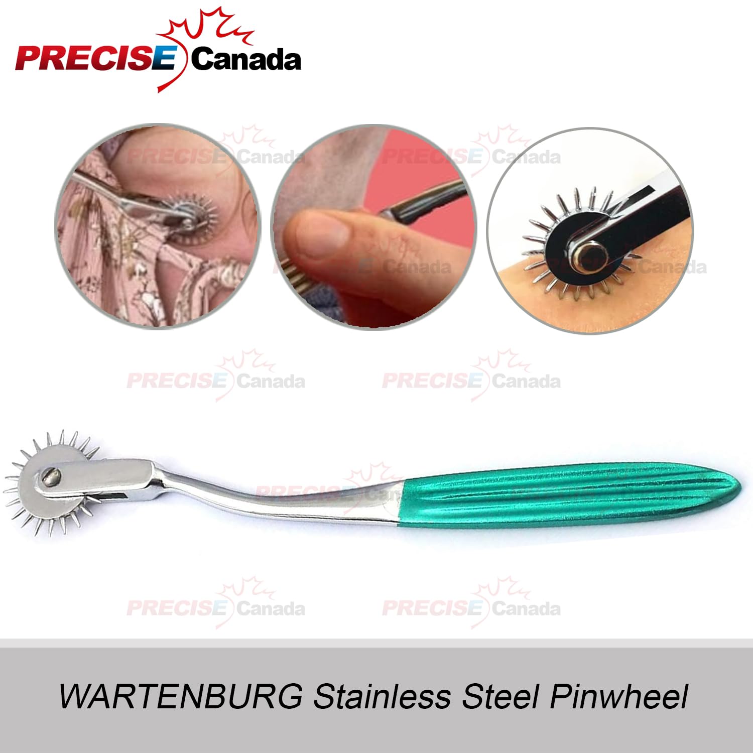 PC Rotating SPUR Green WARTENBERG Pinwheel Chrome Plated