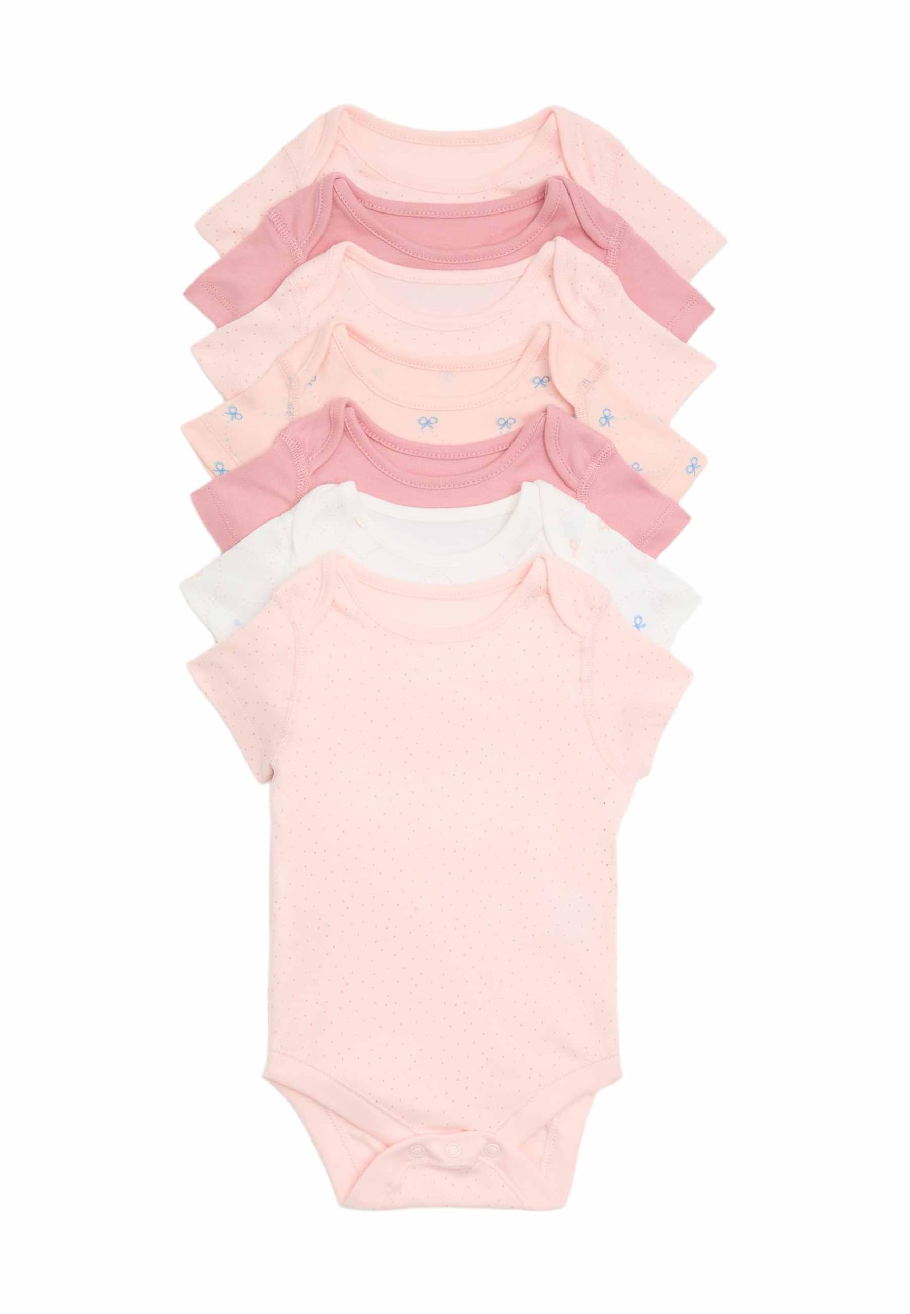 Marks & Spencer Bodies Bébé Lot de 7 en Pur Coton avec Détail Nœud, Mixte Garçon et Fille