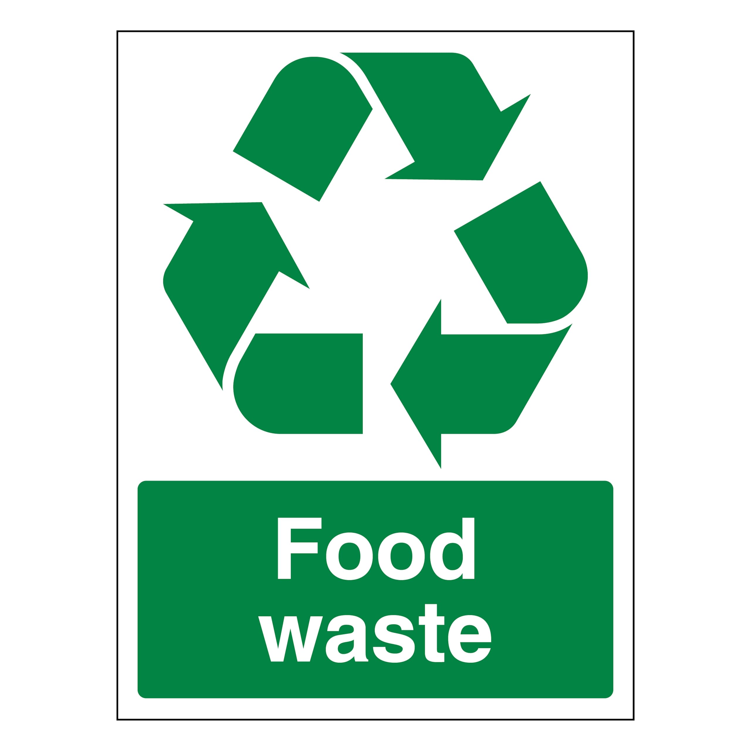 Food Waste - Recycling Symbol 150 x 200 mm - Glow In The Dark 1mm Rigid Plastic