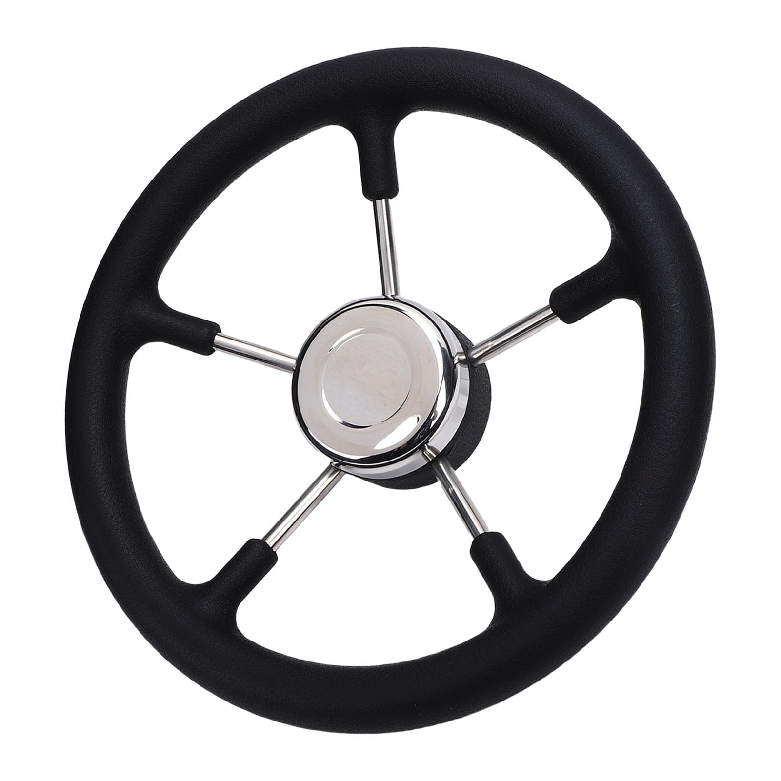 Dioche Volant de Bateau en Acier Inoxydable à 5 Rayons, 13 Pouces, avec Poignée Antidérapante en Mousse PU, pour Yacht, Hors-bord, Ponton
