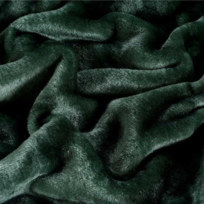 Image of ABRAZO 470 GSM Dual Season Mink Blanket 2.5 KG for AC Room & Mild Winter | Reversible Solid Color | Double Bed 220x240 cm Soft Blanket /Dohar /Quilt /Comforter - Emerald Green