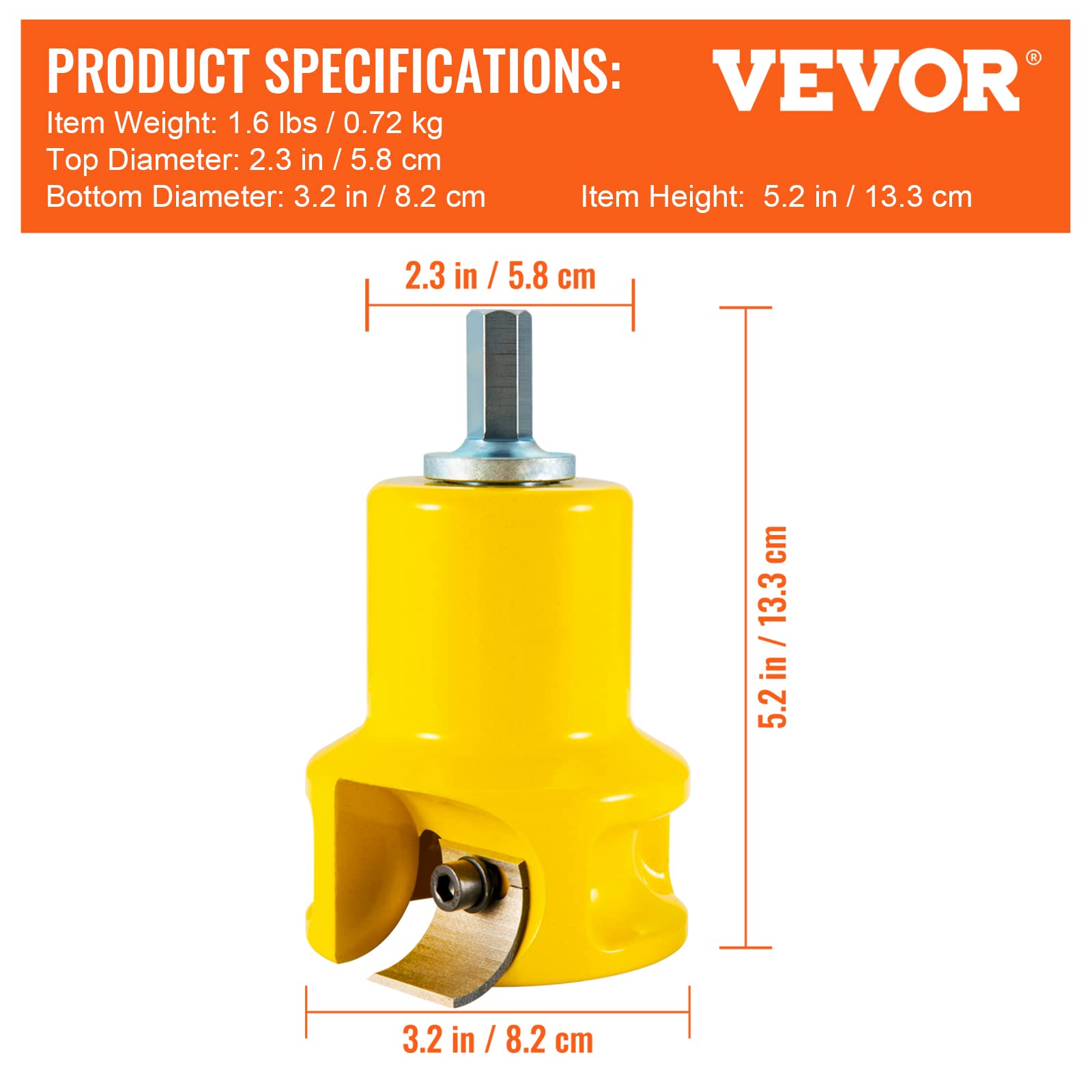 VEVOR Przecinak do czopów o średnicy 1,5"/ 38 mm, Premium aluminium i stal do mebli, z podwójnymi zakrzywionymi ostrzami i śrubami guzikowymi Home Master Kit, komercyjne narzędzie do pracy