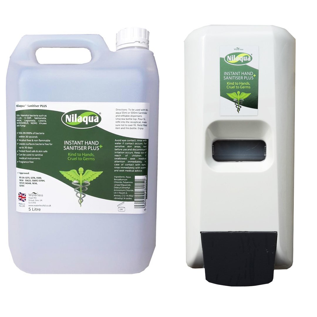 Alcohol Free 5 Litre Hand Sanitiser & Dispenser ECO Sustainable Combo Pack