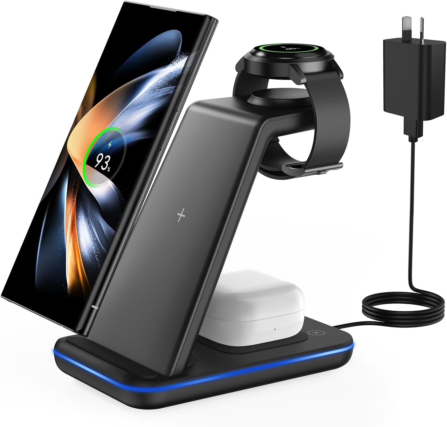 – GEEKERA Wireless Charger Stand, 3 in 1 Wireless Charging Station for iPhone Air/17/16/15/14/13/12/11/XS/XR/X/8, Fast Charging Stand for Apple Watch Ultra 3-2, Docking Station for AirPod Pro-2, Black