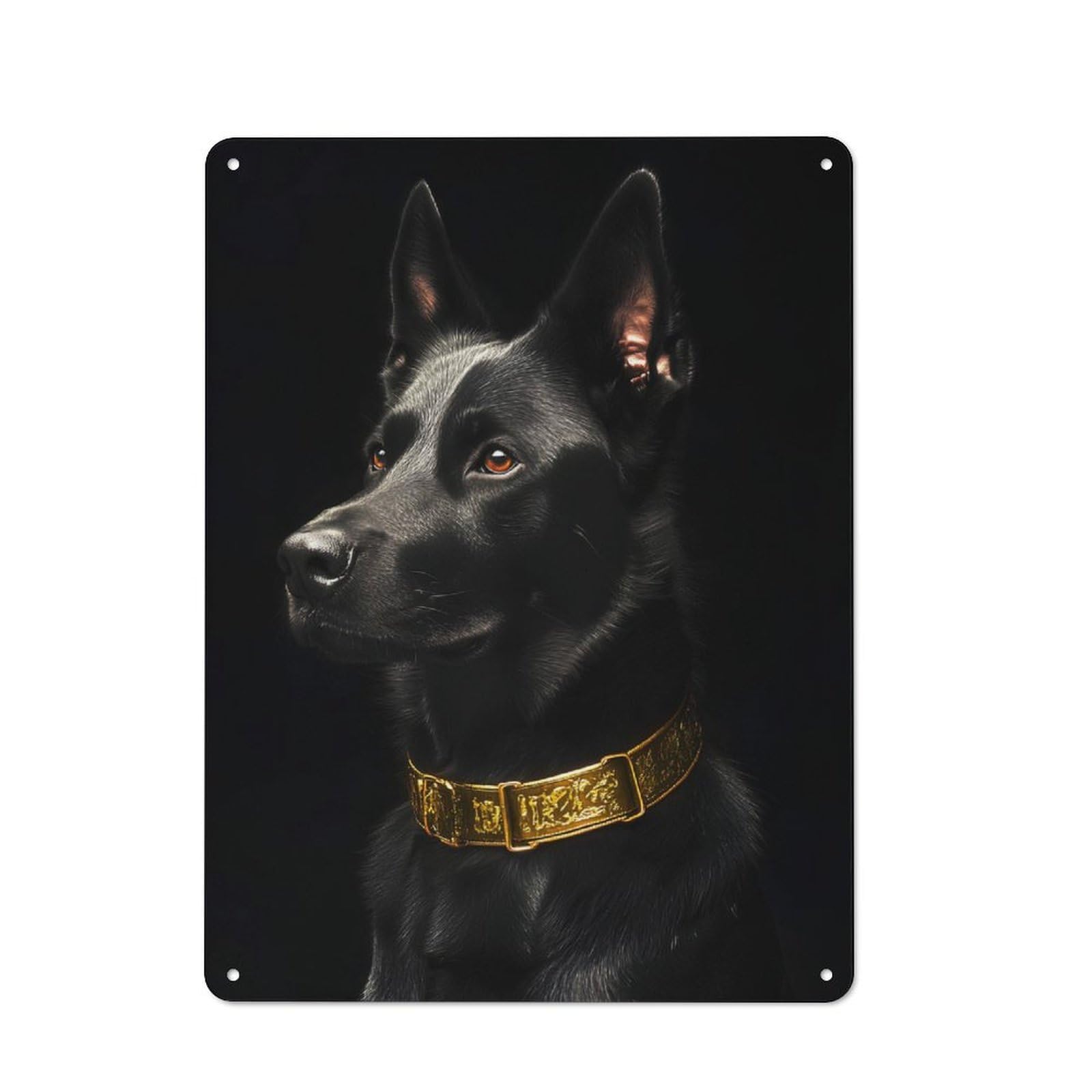 Junmoney Black & Gold Belgian Malinois For Lounge Or Reading Corner, Retro Metal Sign 40X30cm, For Metal Sign Collectors, For Garage And Workshop Walls