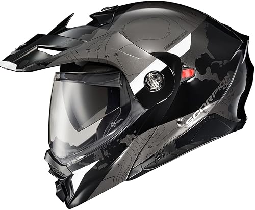 ScorpionEXO AT960 - Casco modular de motocicleta para aventura y calle con bolsillos para altavoces listos para Bluetooth, aprobado por DOT y ECE,