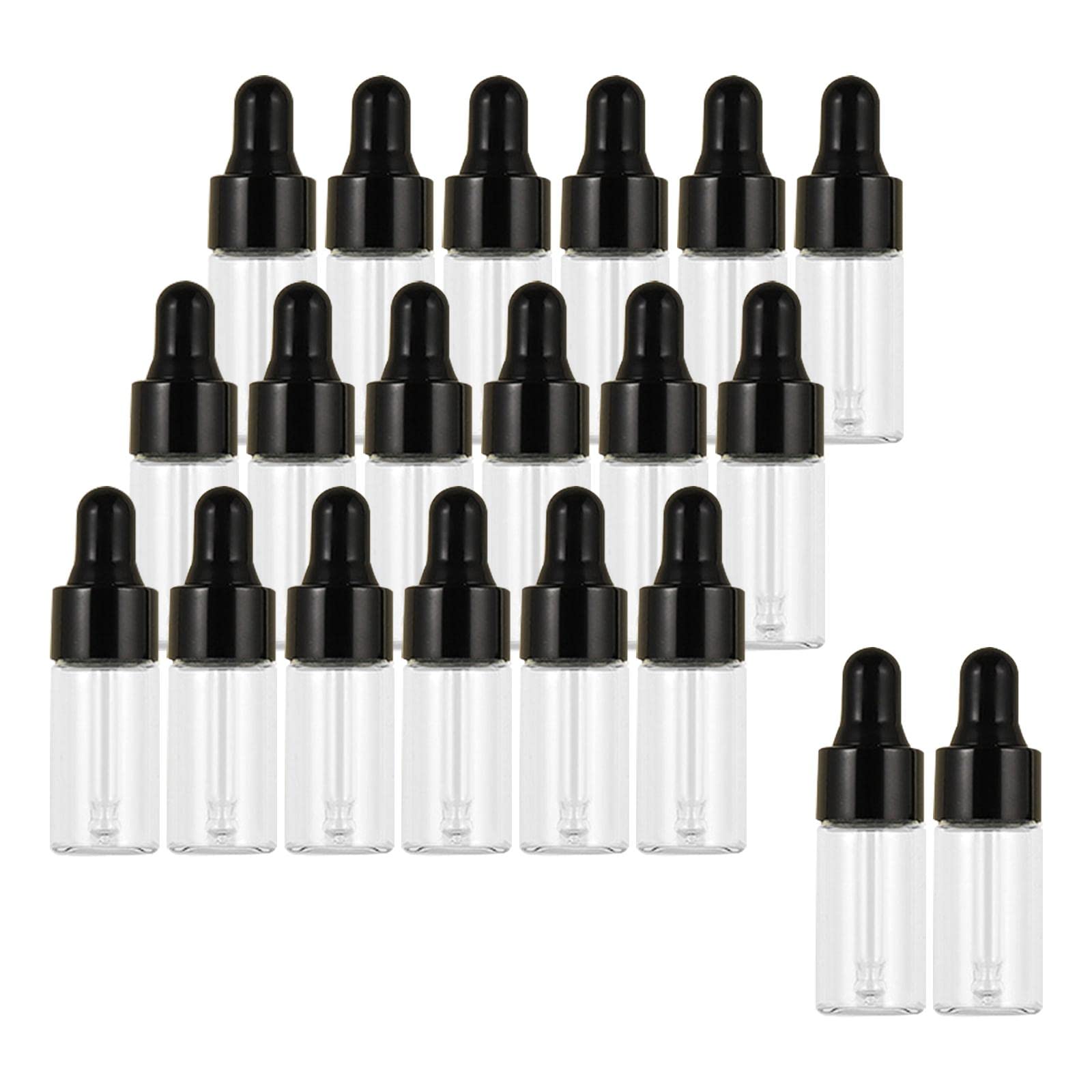 5 zestaw 20 szt. puste szklane butelki z zakraplaczem pojemniki na perfumy oleje płyny czarne 3 ml