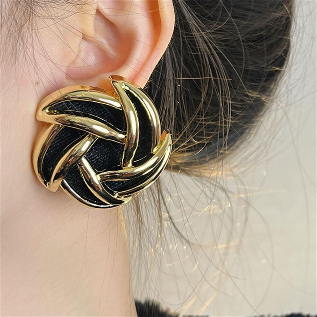 Yanglin Retro Metal Suede Spiral Earrings Autumn and Winter Ear Clips
