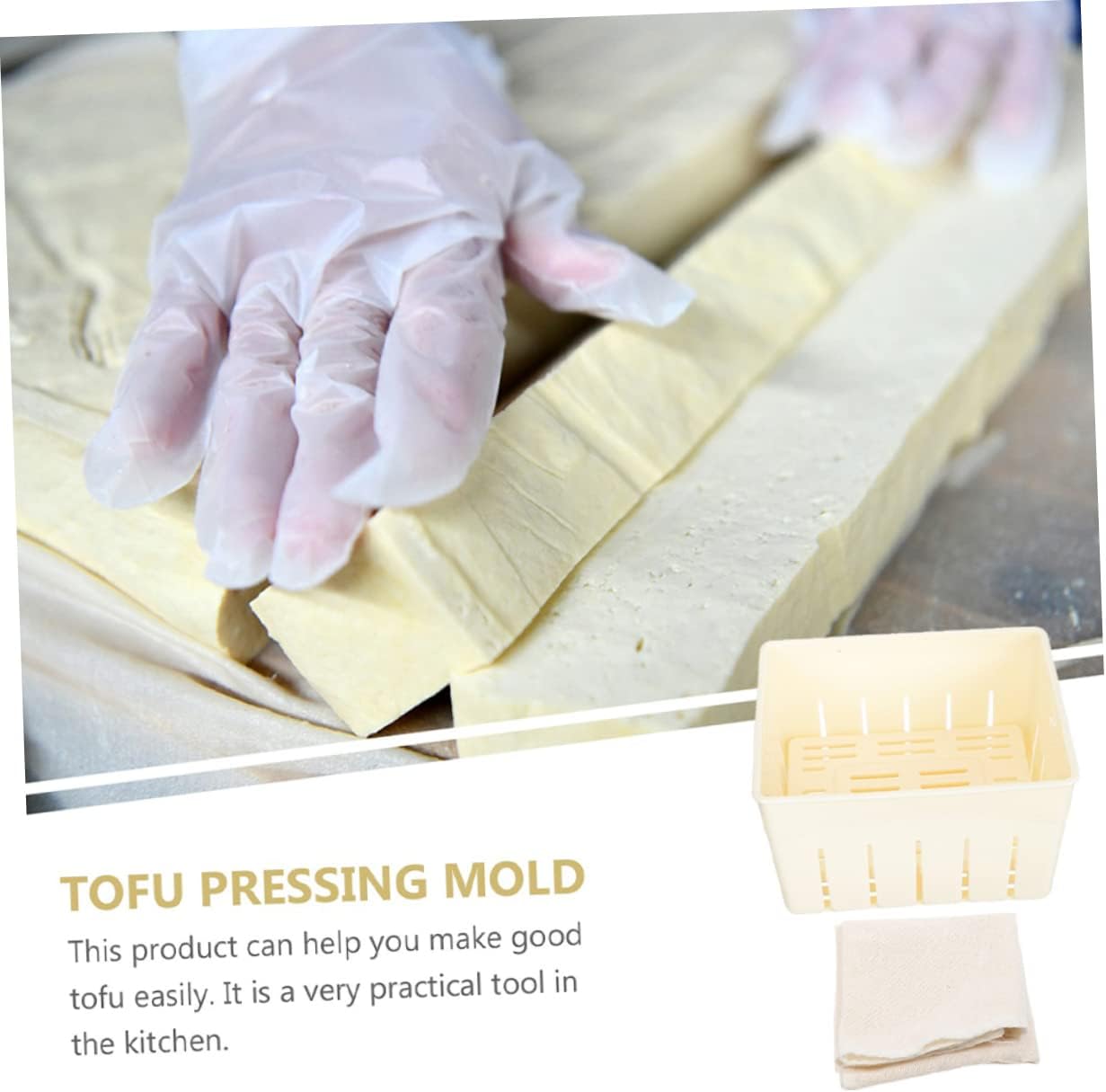 1set Diy Tofu Maker Tofu Press Mold Kit Drainer Cloth Pressing Board Easy Homemade Bean Curd for Cheese Making and Straining