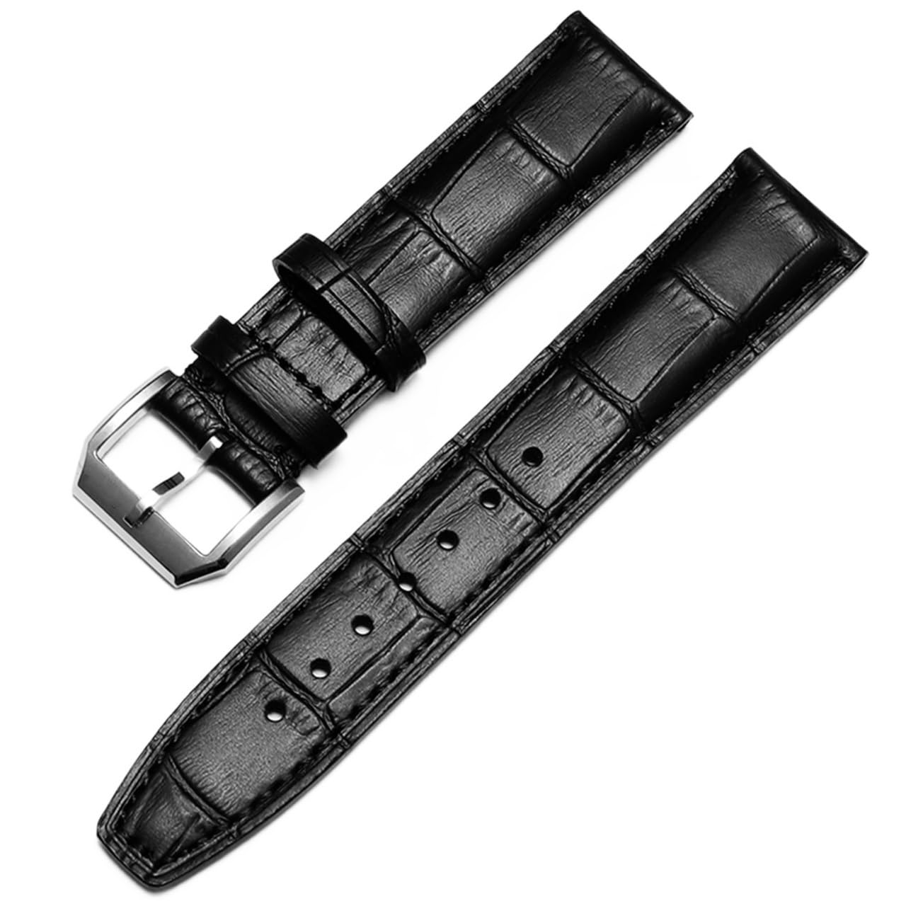 Bracelet montre IWC Pilot Portofino en cuir veritable noir 22mm boucle