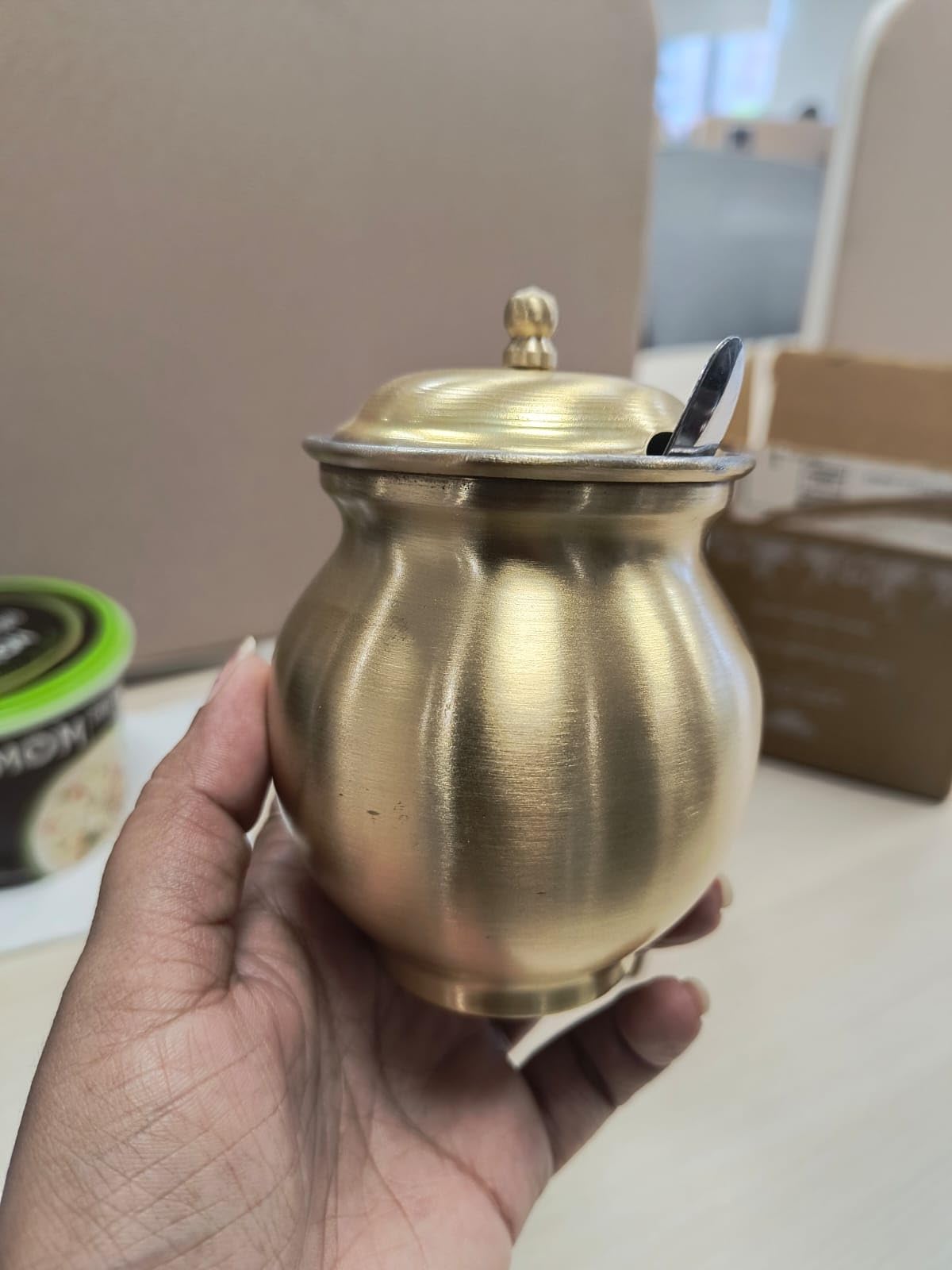 Buy EARTH CHAKRA Pure Brass Ghee Pot with Spoon, Kalai Coated, Ideal ...