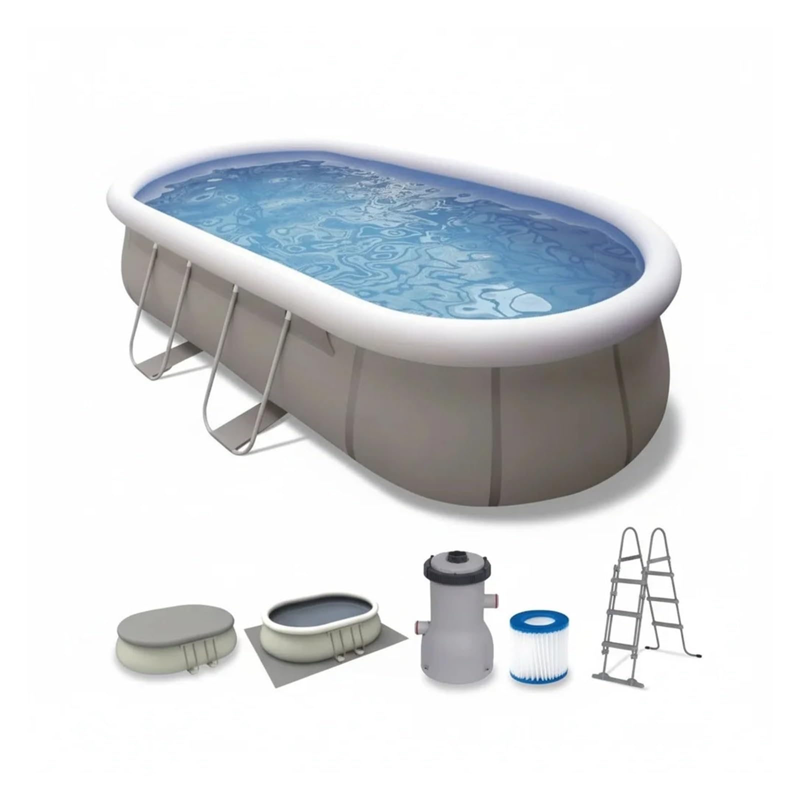 Piscina Ovalada con Estructura De Acero, sobre El Suelo PVC Resistente 5 M X 3,05 1,22 Bomba Arena 800 GAL, Jardín Familiar