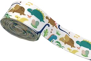 Dinosaur Printed Grosgrain Ribbon for DIY Crafts and Festive Decor