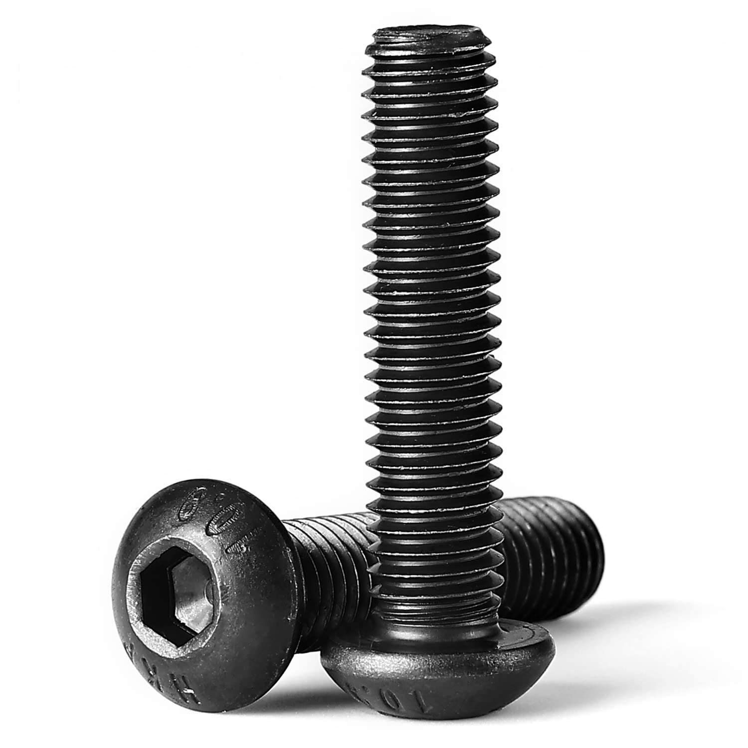 M8-1.25 x 100mm Button Head Socket Cap Screws Bolts, Metric Allen Socket Drive, Black Oxide Finish, 10.9 Grade Alloy Steel, Machine Fully Threaded,