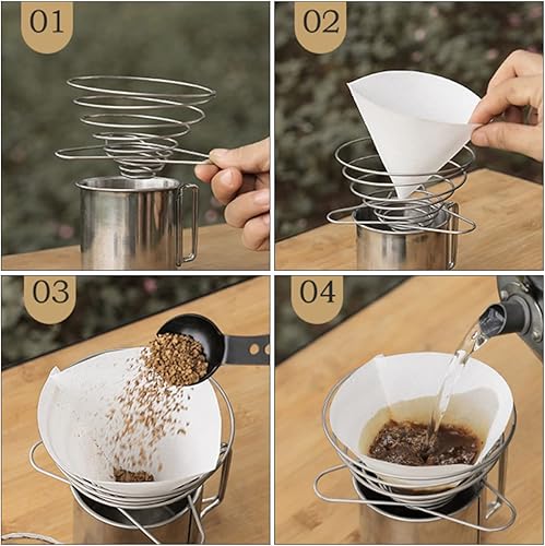 Miniatura 4 de INOOMP Gotero de café vertido sobre la cafetera vertido sobre el gotero de café reutilizable sobre el embudo de café