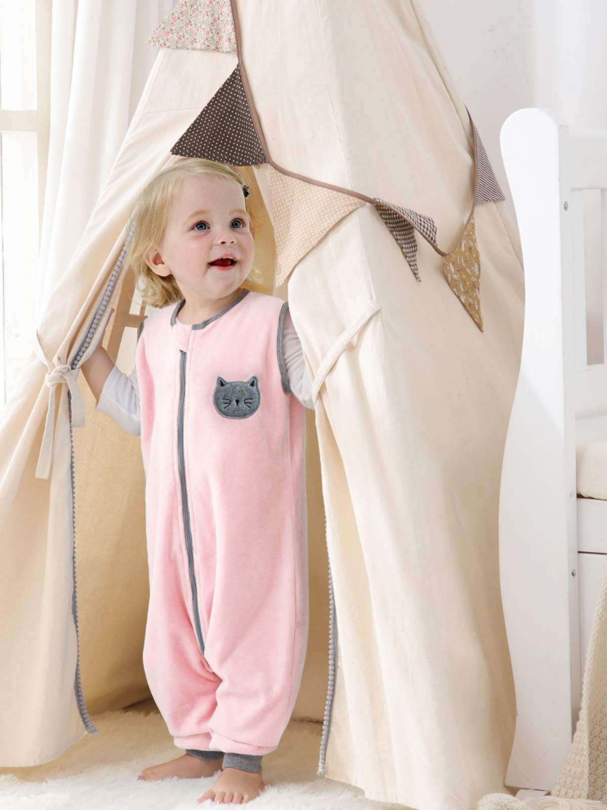ililmmoe Bambino Unisex sacco nanna con piedini Sacchetto a pelo per ragazzi e ragazze pigiama del i cotone Indossabile Walking Sacco a pelo Coperta Tog1.5