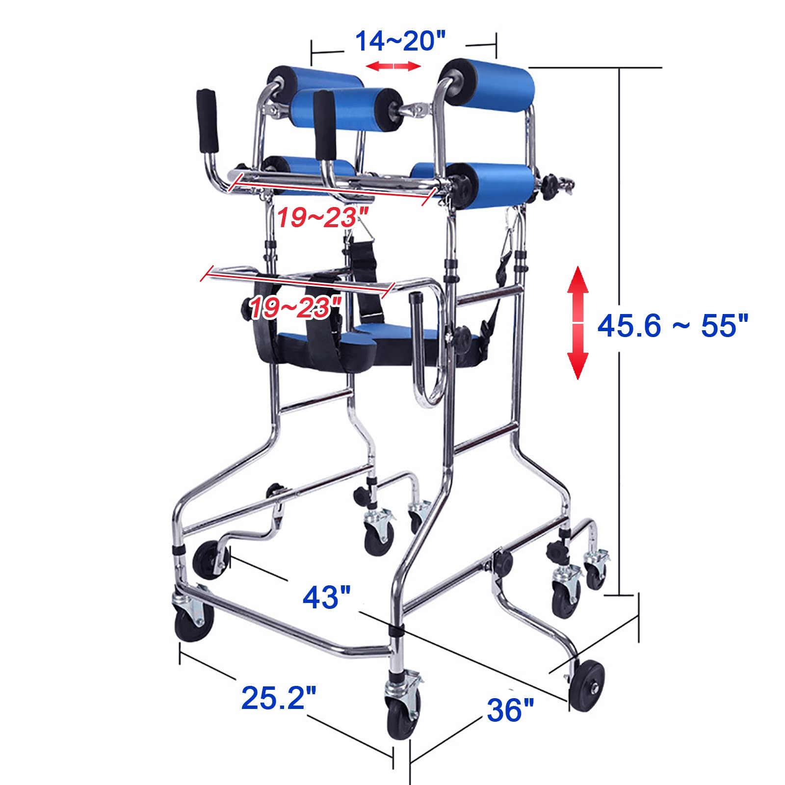ZHDBMM Walkers for Seniors, Walker Children with Cerebral Palsy, Hemiplegia Stroke Rehabilitation Standing Frame Adult Walker Walking Aid for The Disabled ( Color : Women , Size : Height: 4.9~6ft )