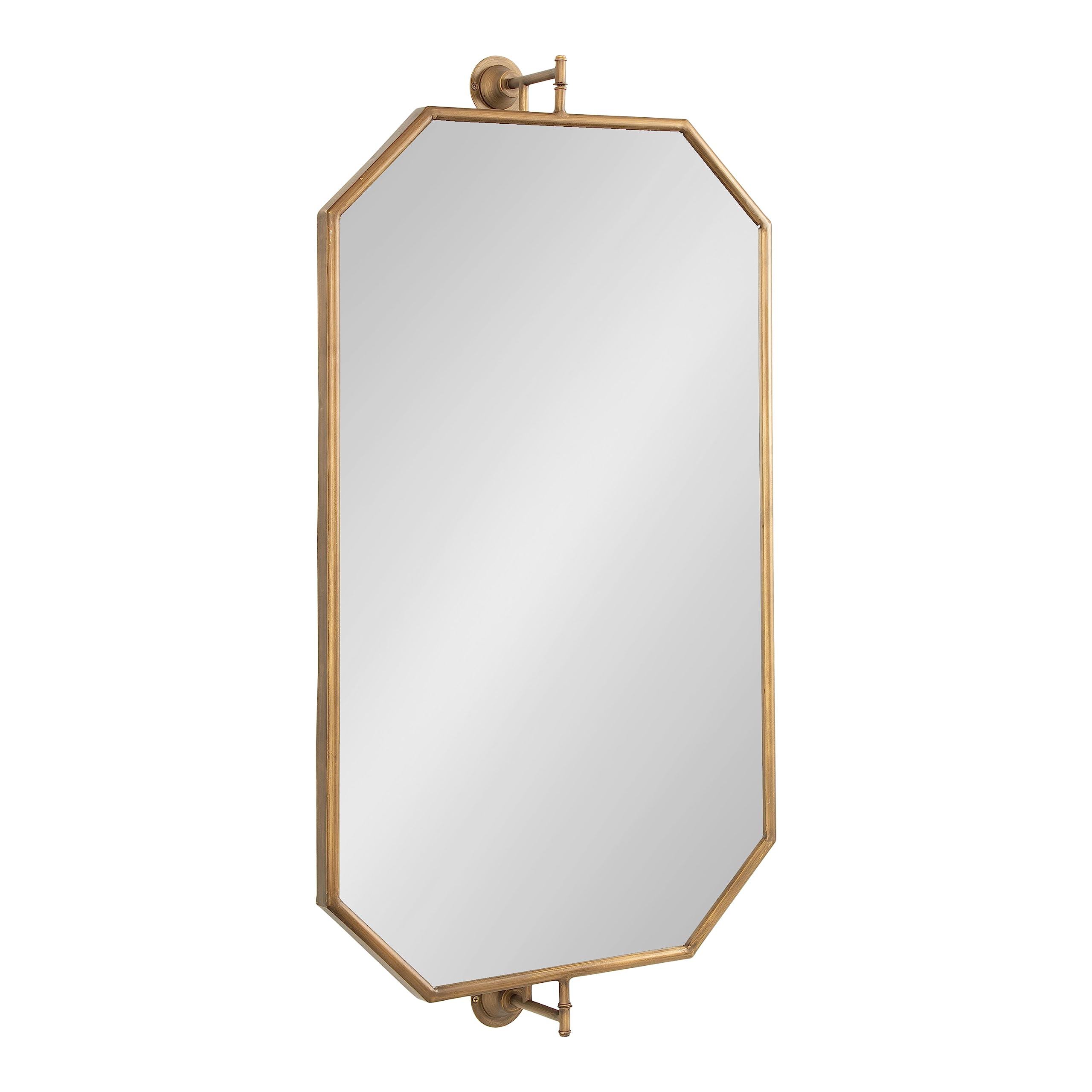 Kate and Laurel Darbridge Traditional Octagon Pivot Mirror, 24 x 47, Antique Gold, Vintage Adjustable Bathroom Wall Mirror for Use Horizontally or Vertically