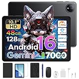【Android 16 タブレット - Gemini AI サポート】P10 Android 16 タブレット 10インチ、48GB+128GB+2TB 拡張可能、GMS 認証済み、6000mAh Type-C 充電、1280*800 Incell IPS スクリーン、軽量で持ち運び可能、学習/ビデオ/電子書籍をサポート、Wi-Fi バージョン、高齢者/子供に適しています, 黒