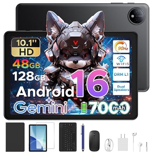 【Android 16 タブレット - Gemini AI サポート】P10 Android 16 タブレット 10インチ、48GB+128GB+2TB 拡張可能、GMS 認証済み、6000mAh Type-C 充電、1280*800 Incell IPS スクリーン、軽量で持ち運び可能、学習/ビデオ/電子書籍をサポート、Wi-Fi バージョン、高齢者/子供に適しています, 黒