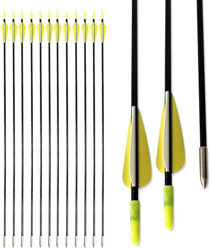 AMEYXGS 12 Pcs Fiberglass Arrow OD:6mm Target Practice Arrow for recurve Bow & Compound Bow