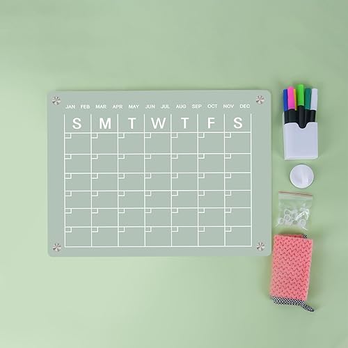 Miniatura 6 de Tisovixo Calendario magnético acrílico para refrigerador, 1 paquete de planificador magnético transparente, calenda mensual y transparente con