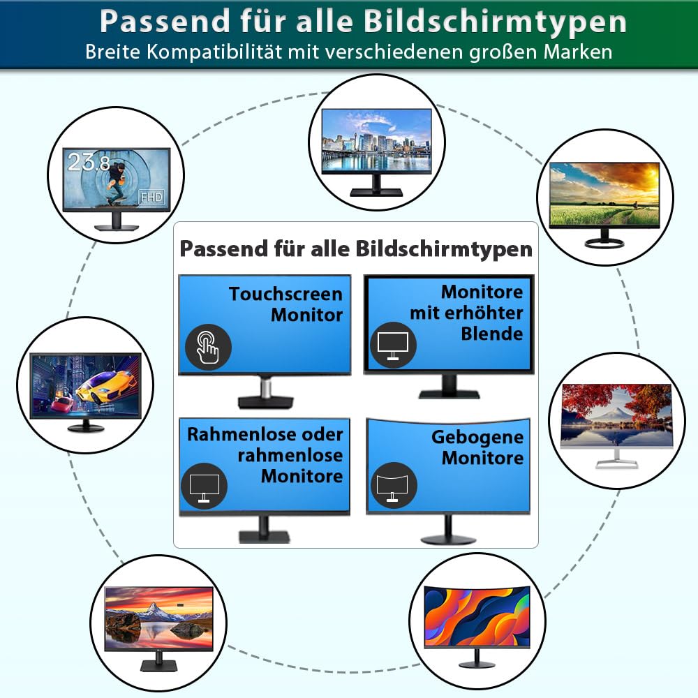 STARY 2 Stück Blickschutzfilter 24 Zoll 16:9 Bildschirmschutz - Anti-Blaulicht, Anti-Glare, abnehmbare Sichtschutzfolie für 24" Monitor, Kompatibel mit HP, ASUS, Dell, Acer/Lenovo