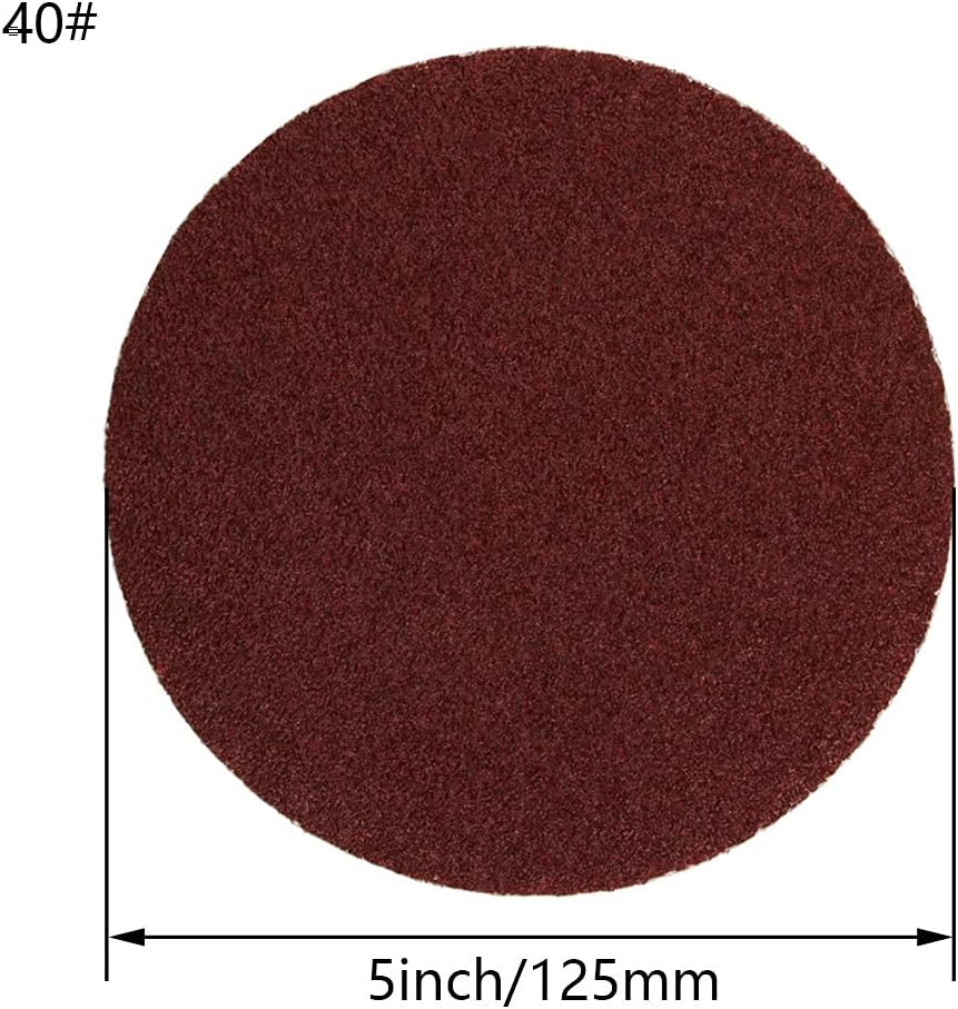 Auniwaig 5-Inch PSA Sanding Disc 40 Grit Aluminum Oxide Self Stick Adhesive Round Shape Sanding Paper NO-Hole for Random Orbital Sander and Belt Disc Sander 10PCS