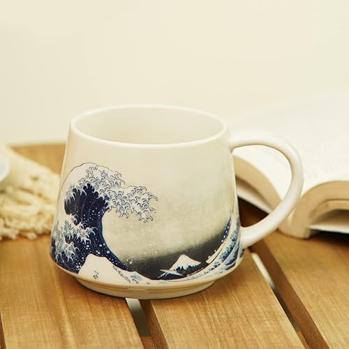 Vista 16 de Taza de café de viaje de cerámica con tapa y asa para el hogar y la oficina, taza de té alta de porcelana de 17 onzas con caja de color, viaje
