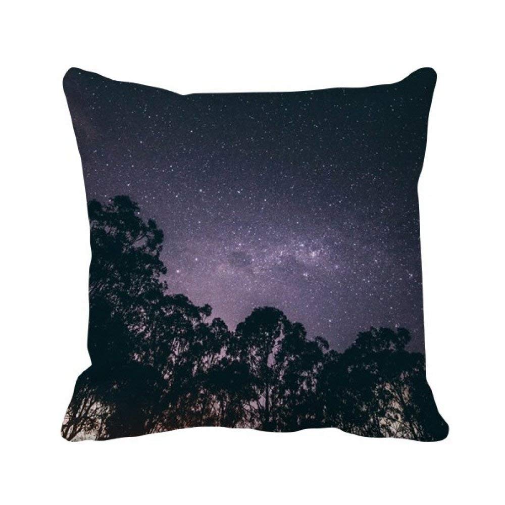 Housse de coussin carrée arbres et étoiles pour cocooning au coin du feu en hiver