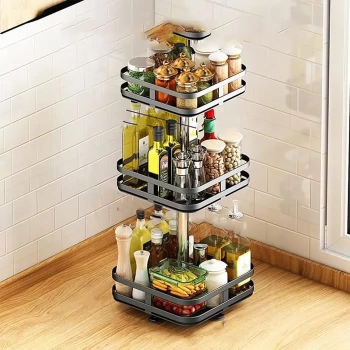 PYXBE 3 Tier 360° Tabletop Rotating Kitchen Rack, Kitchen Pantry Storage Organizer, Spice Rack Organizer, Kitchen Organizer Items And Storage, Spice Rack Set For Kitchen Storage ws (Square, 3) (B0DGD98WXR) Amazon Price History, Amazon Price Tracker