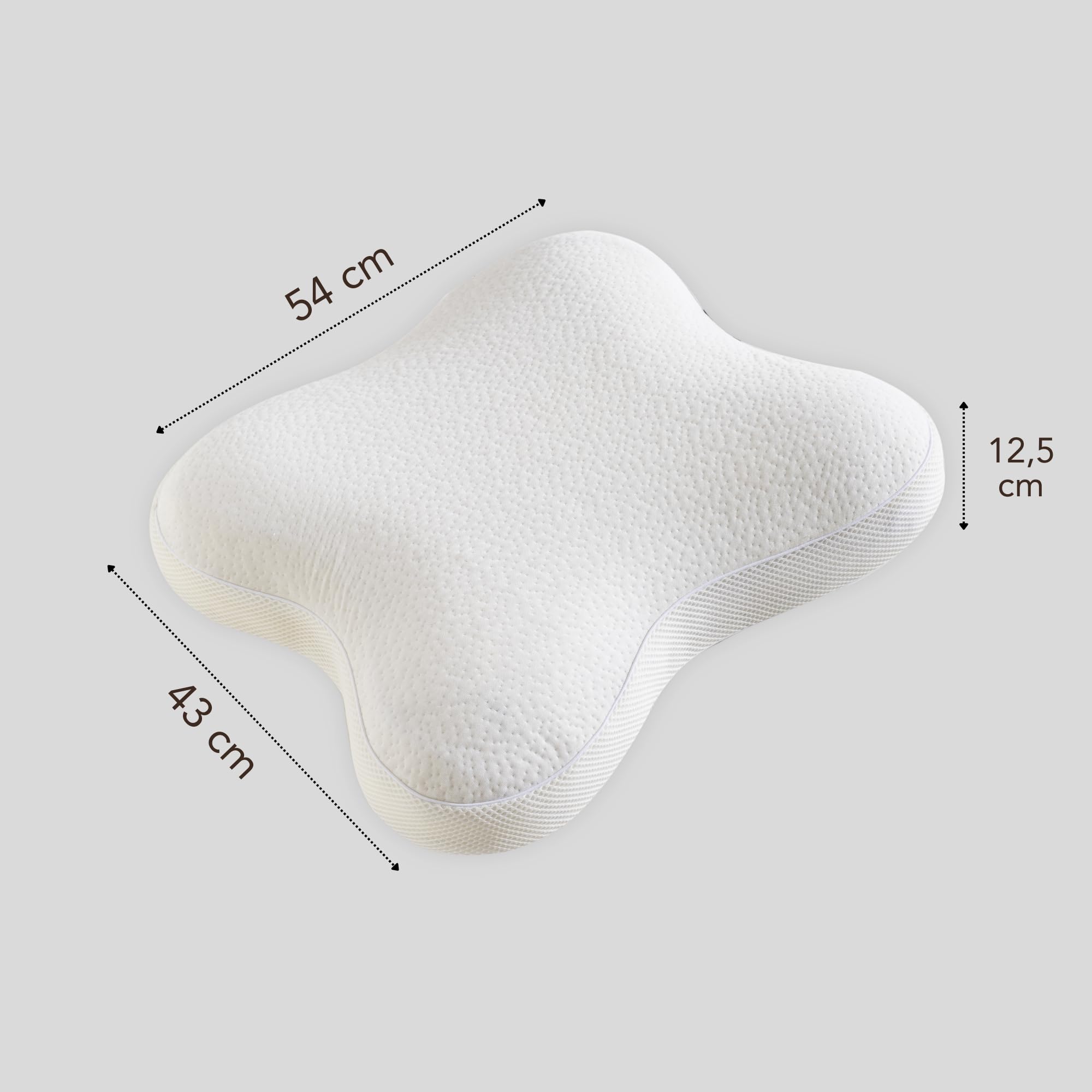 Poduszka dla osób śpiących na boku z pianki z pamięcią kształtu, wiskoelastyczna poduszka pod głowę, ergonomiczna poduszka podpierająca kark, miękka poszewka na poduszkę, biała (54 x 43 x