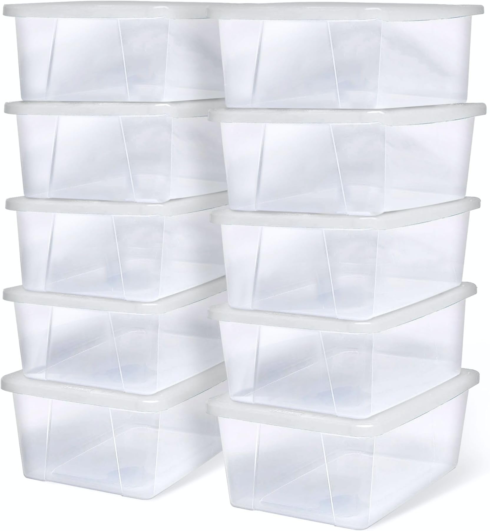 HOMZ6 Quart Plastic Multipurpose Stackable Storage Container Bins with Secure Latching Lid for Home and Office Organization, Clear
