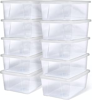 HOMZ 10-Pack Snaplock, Small Clear Plastic Storage Organizer Bins w/ Lid...