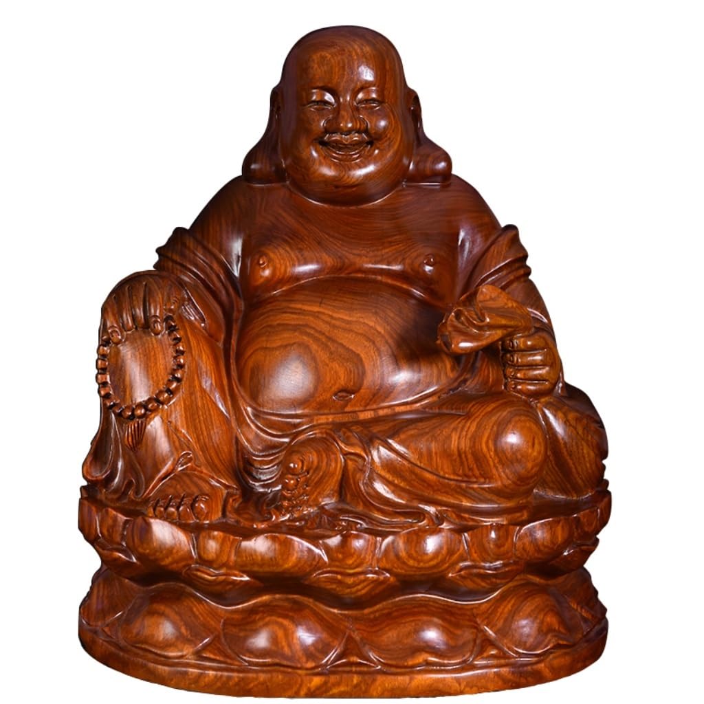 Figurka Buddy do wnętrz z litego drewna uśmiechnięta statua Buddy Dom Dekoracja Zen Rosewood Maitreya Budda Ozdoby na biurko Medytująca statua Buddy Rzeźba