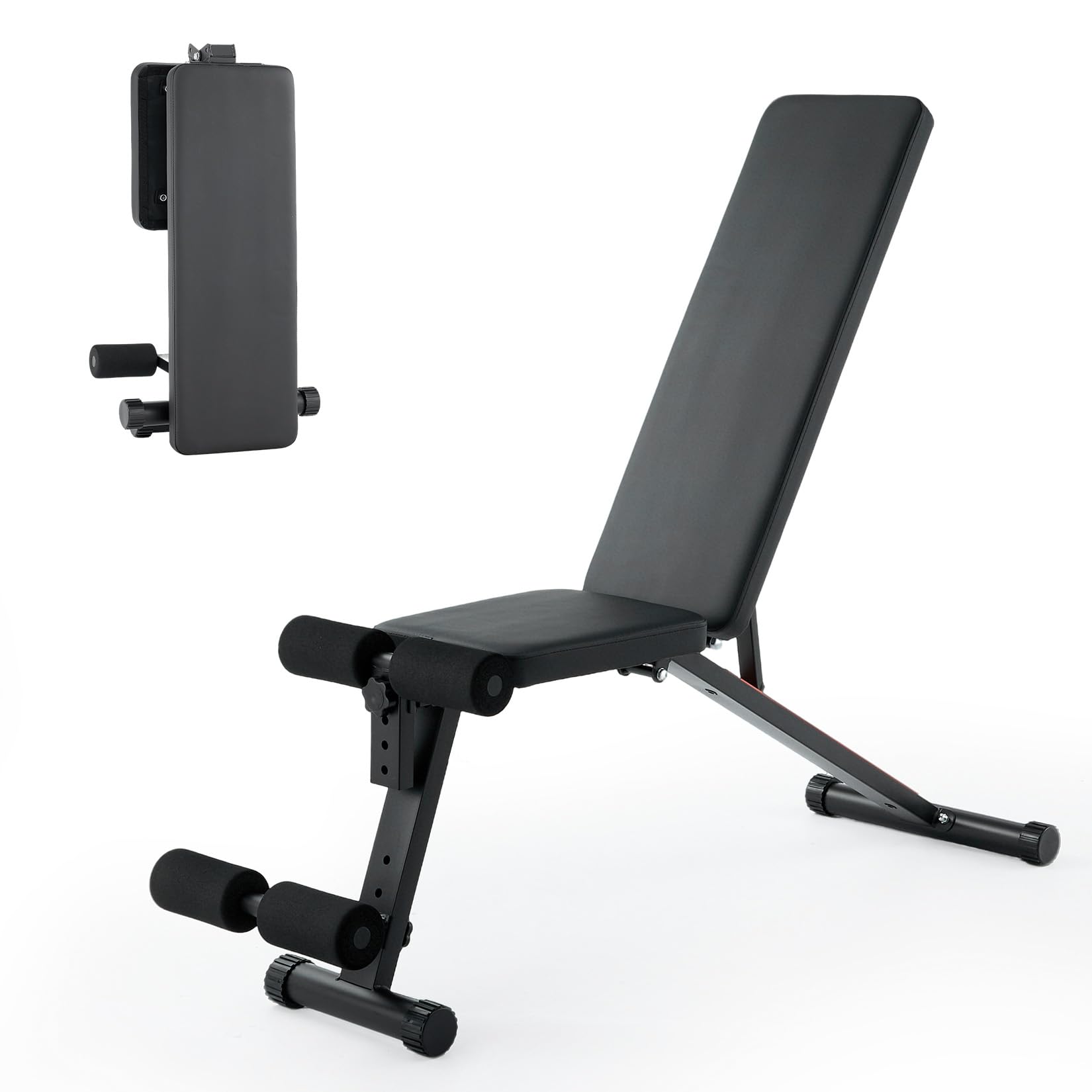 Garvee Función extensible – Banco de musculación ajustable y plegable con extensión de piernas – Posición inclinación/declinación plana – Capacidad 200 kg – Ideal para el interior completo en casa