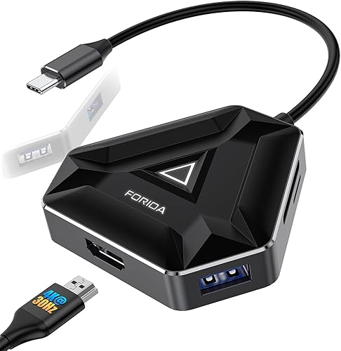 Hub USB C múltiple, estación de acoplamiento USB con adaptador HDMI, 3 puertos de datos divisores USB 3.0 y lector de tarjetas SDTF, compatible con