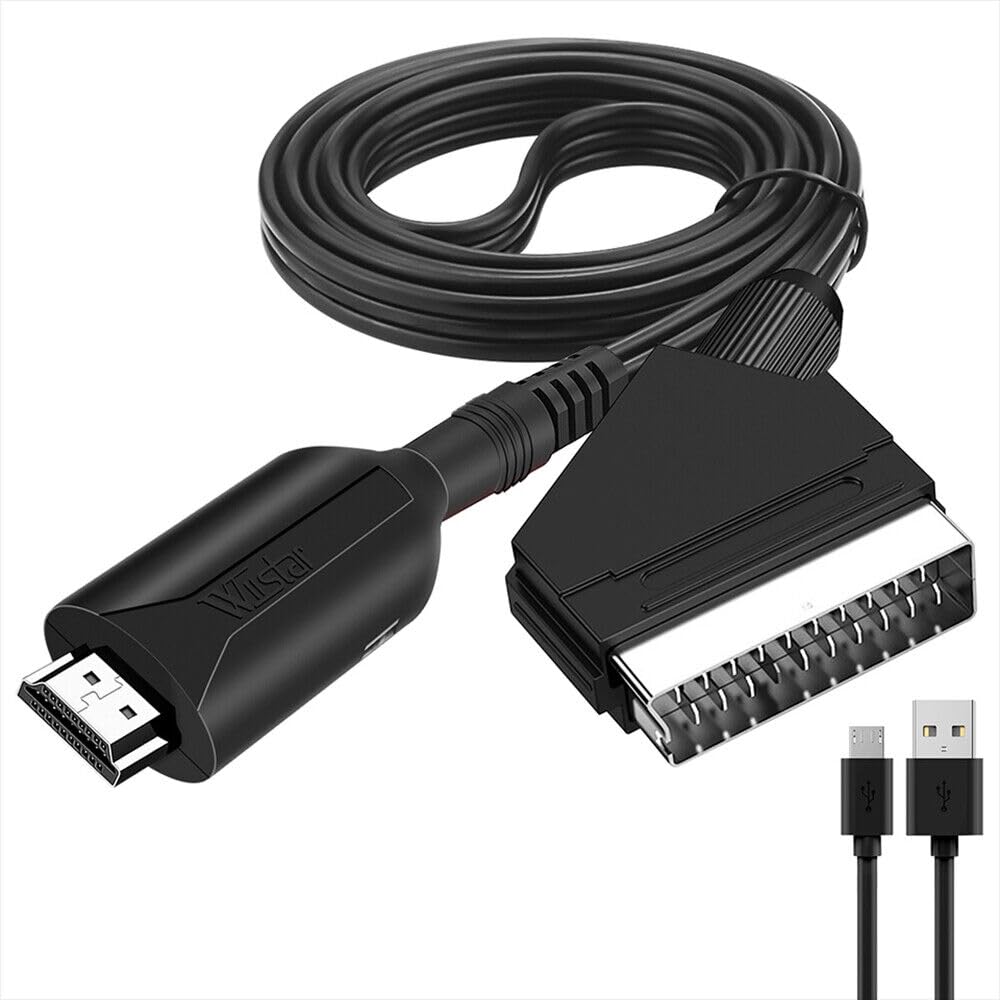 SCART to HDMI Cable for DVD Player to TV Video Audio Converter, Input to HDMI Output Gaming Consoles for HD TV Monitor Projector STB VHS X-box PS3 Sky Blu-Ray Full HD 720P/1080 Video Cable Support