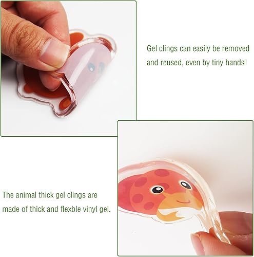 Miniatura 3 de Tevxj 40 adhesivos de gel gruesos de animales de la selva y del mar para ventana, puerta, decoración del hogar, suministros de fiesta, niños