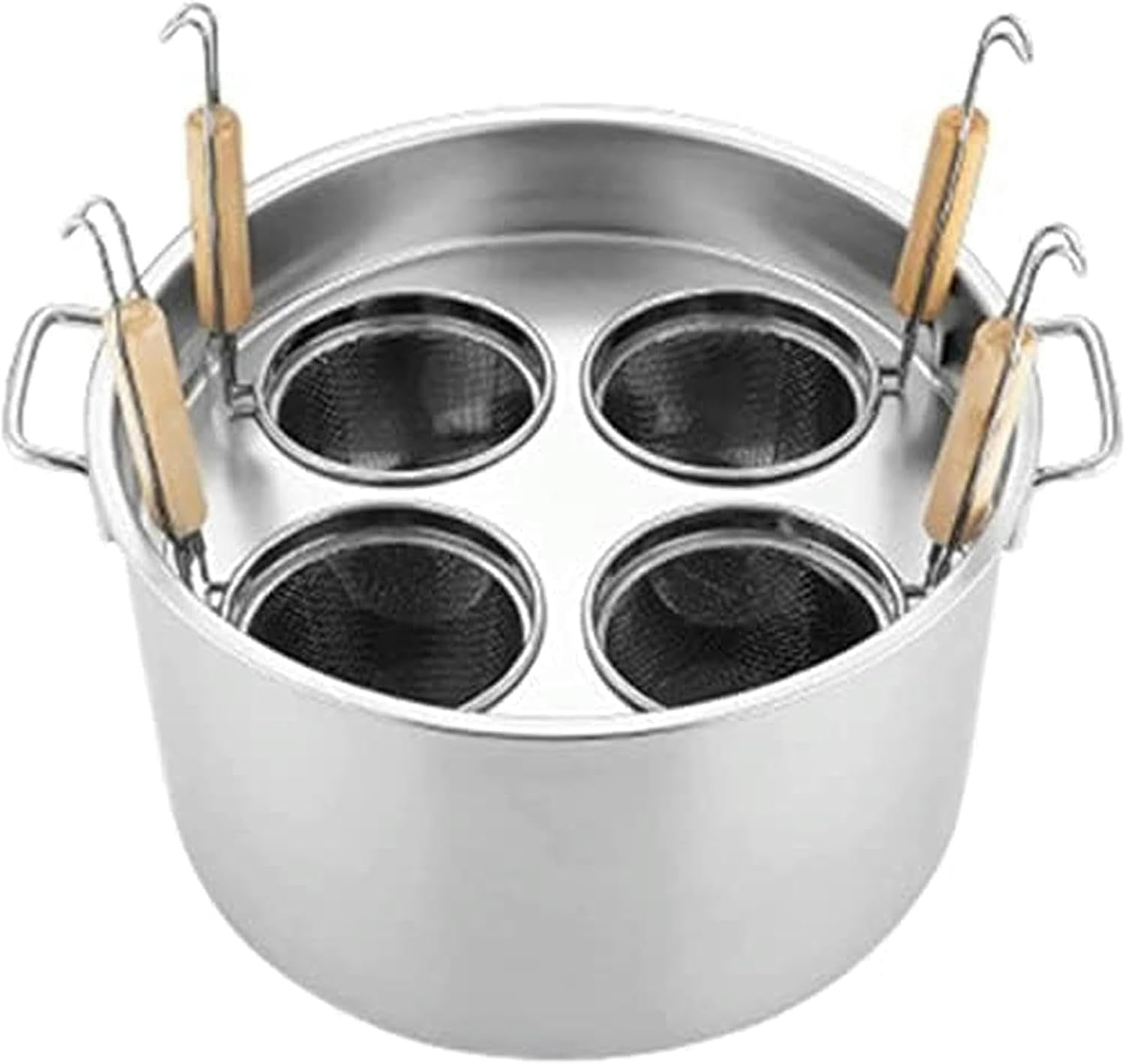 Cooking Pots,4 Holes Multi Pots Stainless Steel Pasta Cooker Insert Set with 4 Insert Strainer Basket and Lid, Stock Pot for Home Kitchen Restaurant Cooking Tool