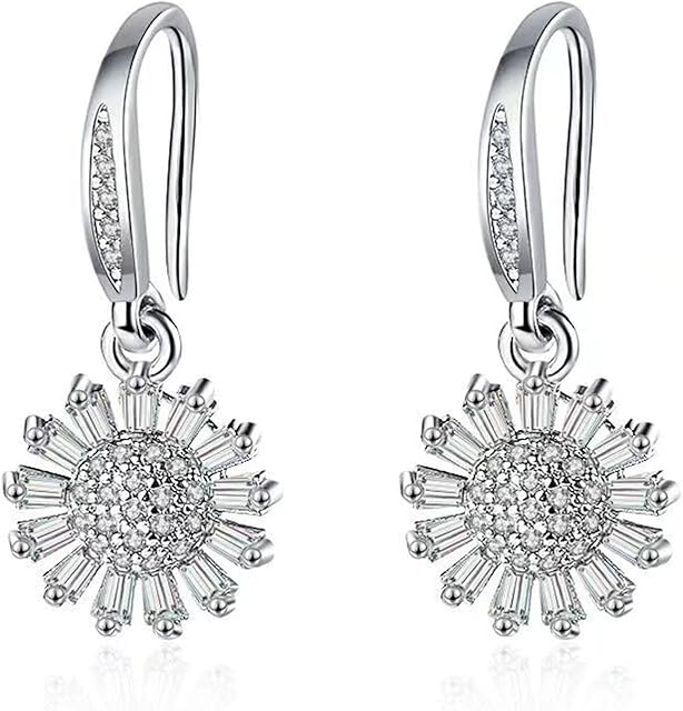 Sfoni 925 Sterling Silver Drop Earrings for Women,Dangle Dangly Earrings with Cubic Zirconia Earrings,Hypoallergenic Silver/Gold Drop Earrings for Girls Mum,Birthday Gifts with Jewellery Box & Cards