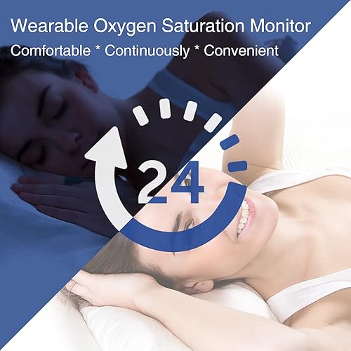 Miniatura 3 de Wellue O2 Pulse Tracker-Oxímetro con memoria con recordatorio, monitor de oxígeno SleepU recargable, grabación durante todo el día SpO2 y HR con