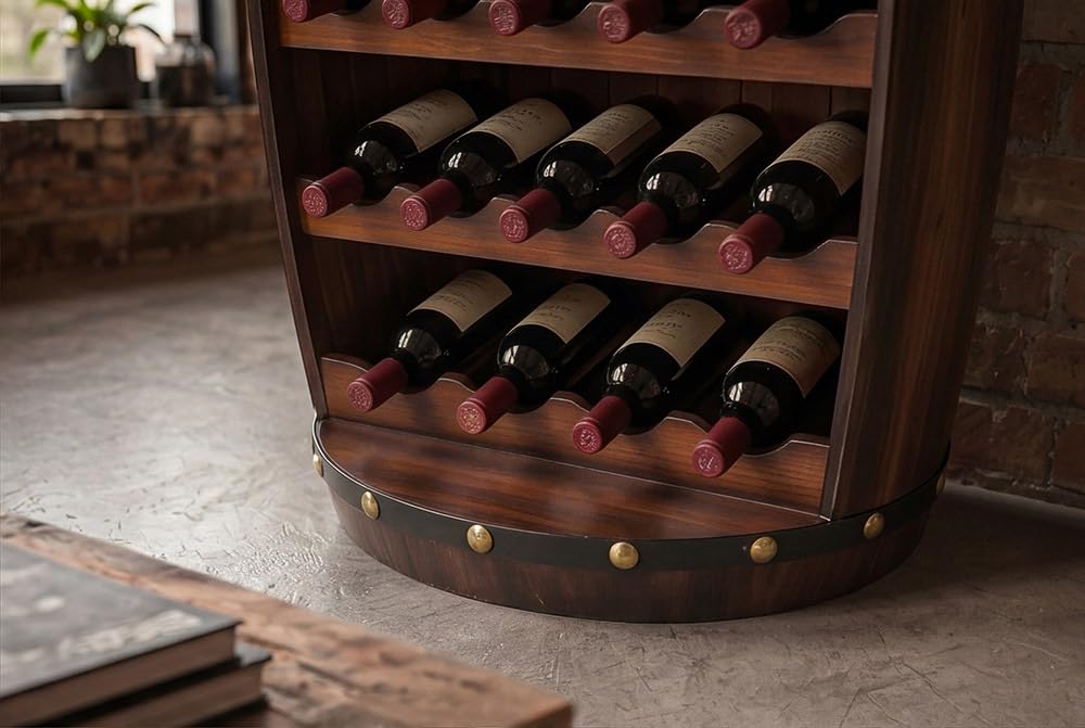 Weinregal BODEGA 80cm - braun - Pinienholz 23 Flaschen Weinfass-Optik