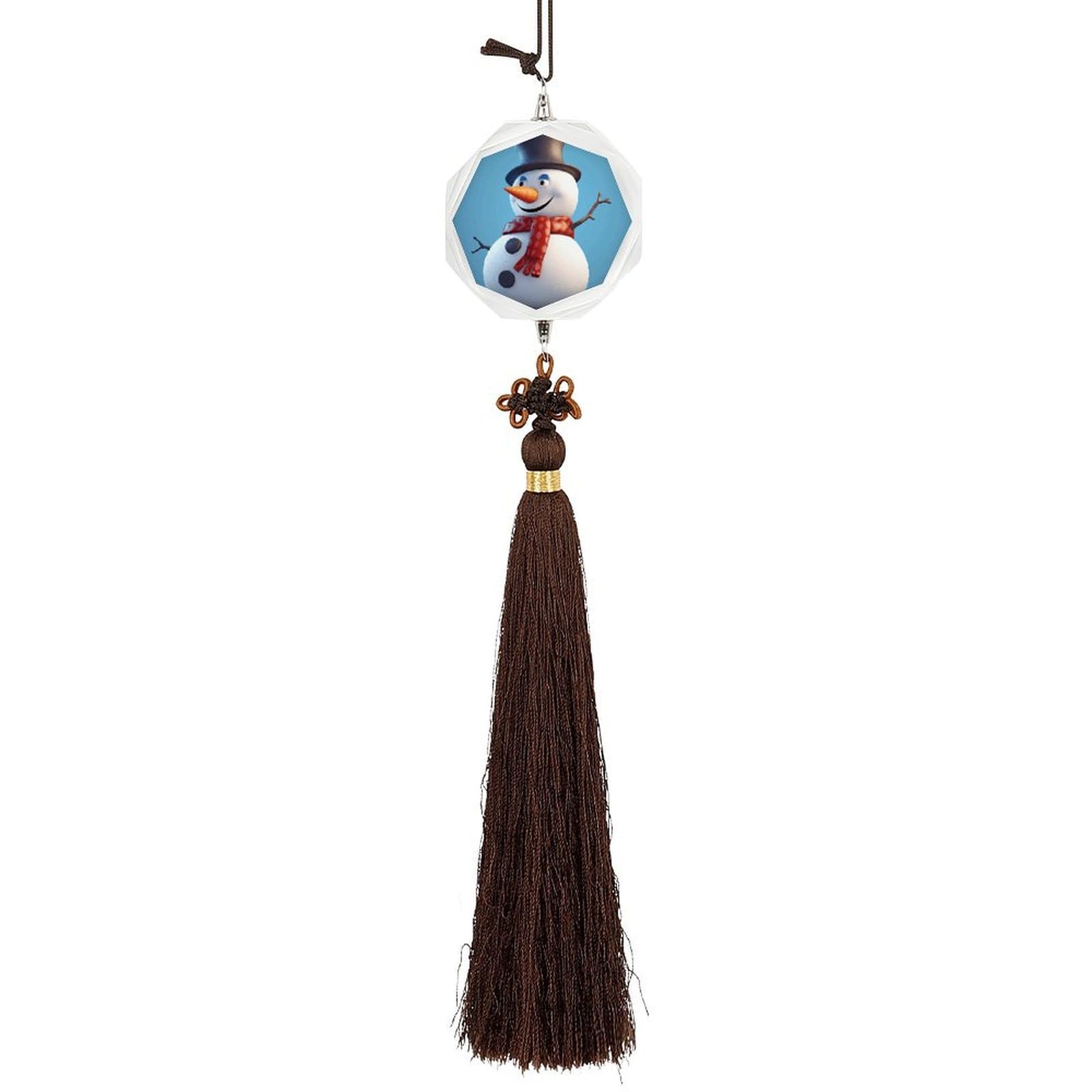Crystal Car Pendant Charms Hexagon Crystal Rear View Mirror Charms Snowman's Embrace Auto Hanging Interior Ornament Pendant Car Interior Accessories for Women Men Auto Decor