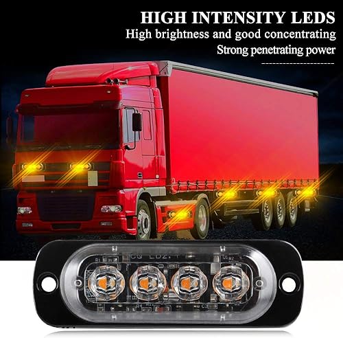 Miniatura 3 de Teguangmei 4 luces estroboscópicas de emergencia ultrafinas de 4 LED, montaje en superficie universal de 12-24 V, barra de luz de advertencia de