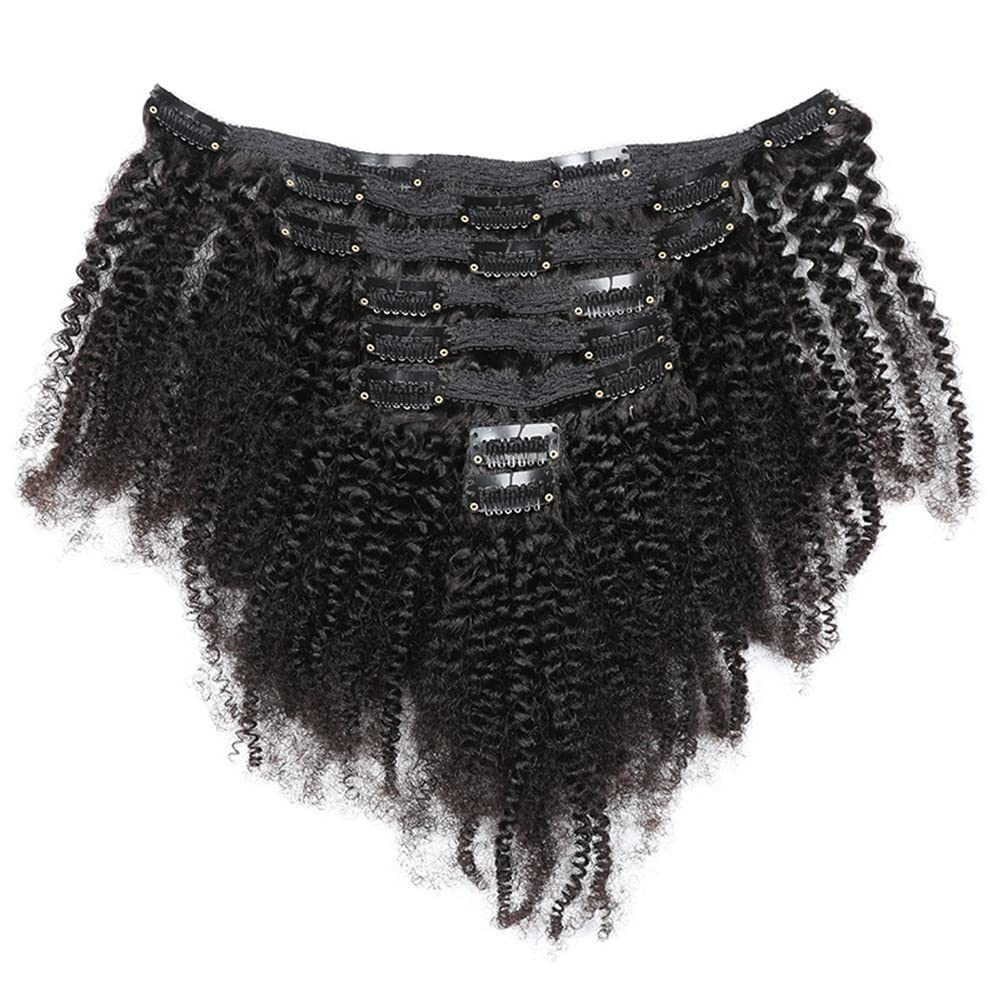 Queue de cheval crepue bouclee cheveux humains RemeeHi noir naturel 25,4 cm